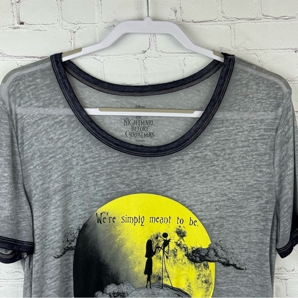 Disney Nightmare Before Christmas Graphic Short Sleeve Burnout Tee Large Gray - Picture 3 of 8